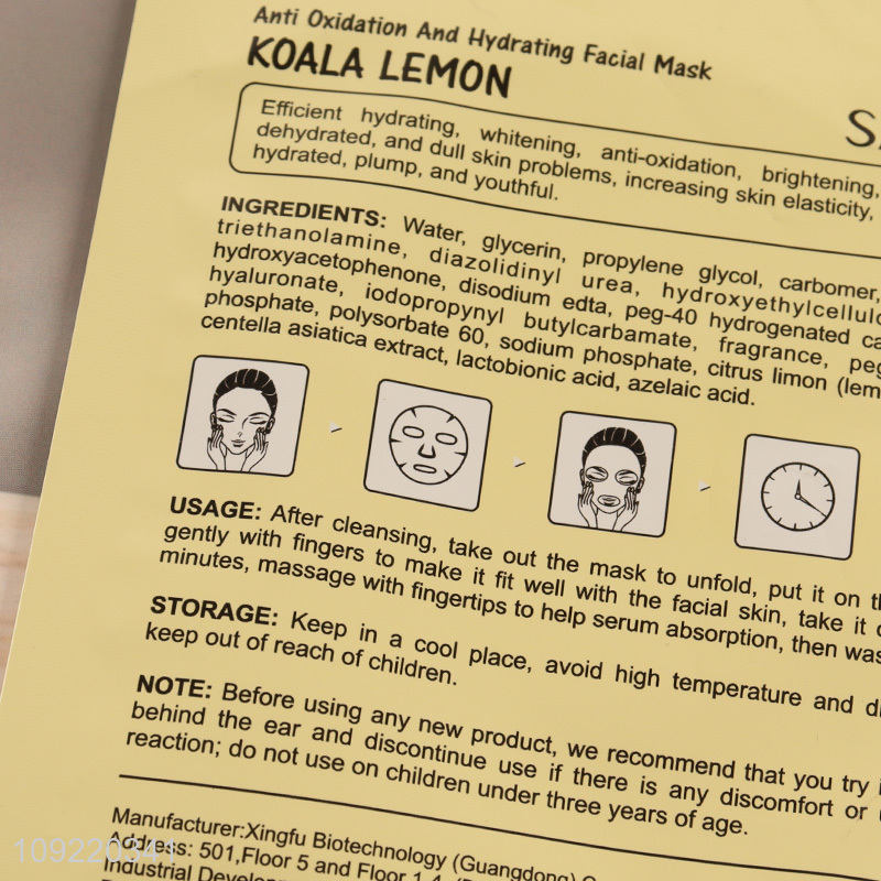 Top products lemon deep hydrating whitening skin care facial mask for sale