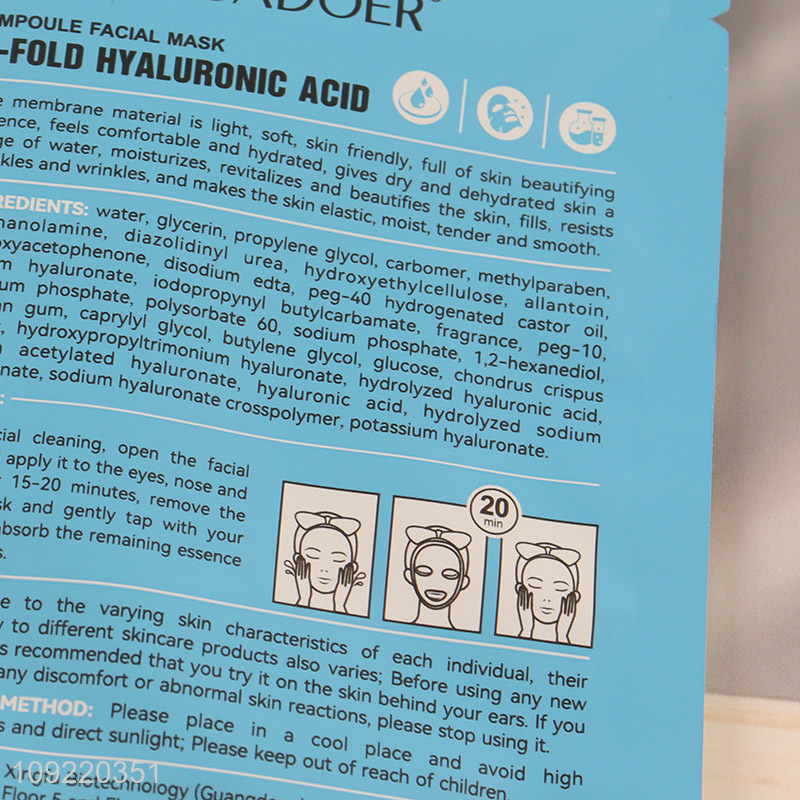 China wholesale high moisturizing hyaluronic acid facial mask facial care
