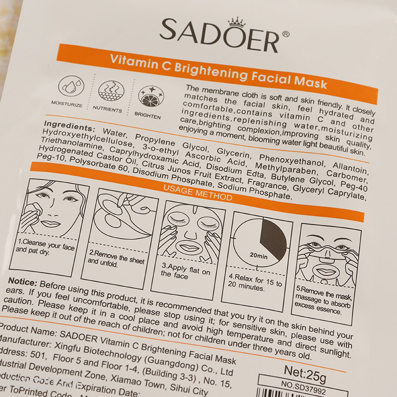 Top selling adult vitamin c brightening facial mask facial care wholesale