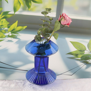 Top quality home decor glass flower vase bud base for sale