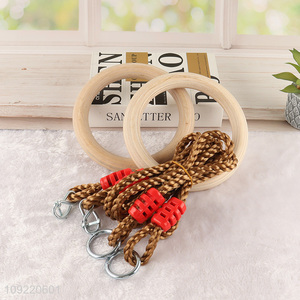 Top products indoor wooden fitness yoga rings sports rings