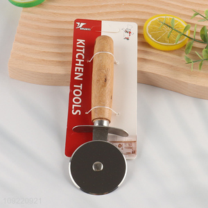 Top selling stainless steel pizza wheel pizza cutter with wooden handle