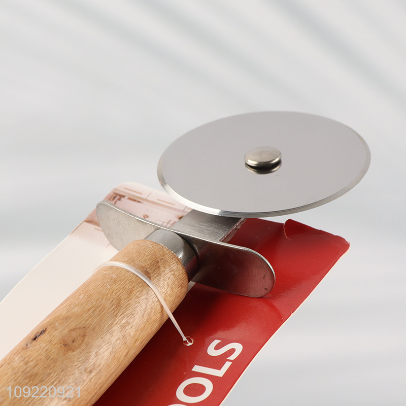 Top selling stainless steel pizza wheel pizza cutter with wooden handle
