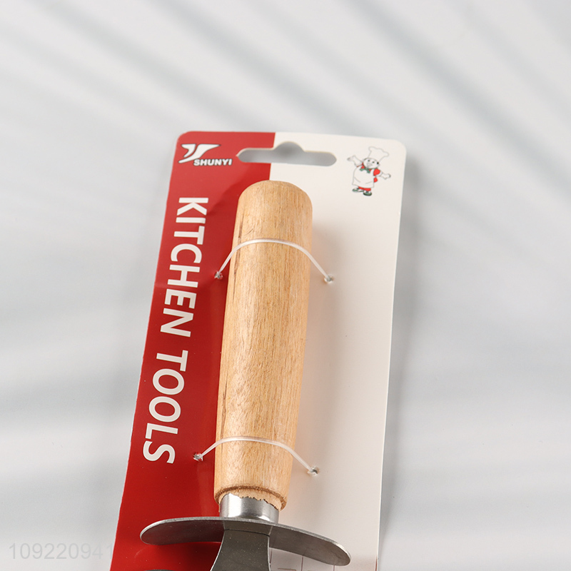 Popular products double-wheel stainless steel pizza wheel pizza cutter with wooden handle