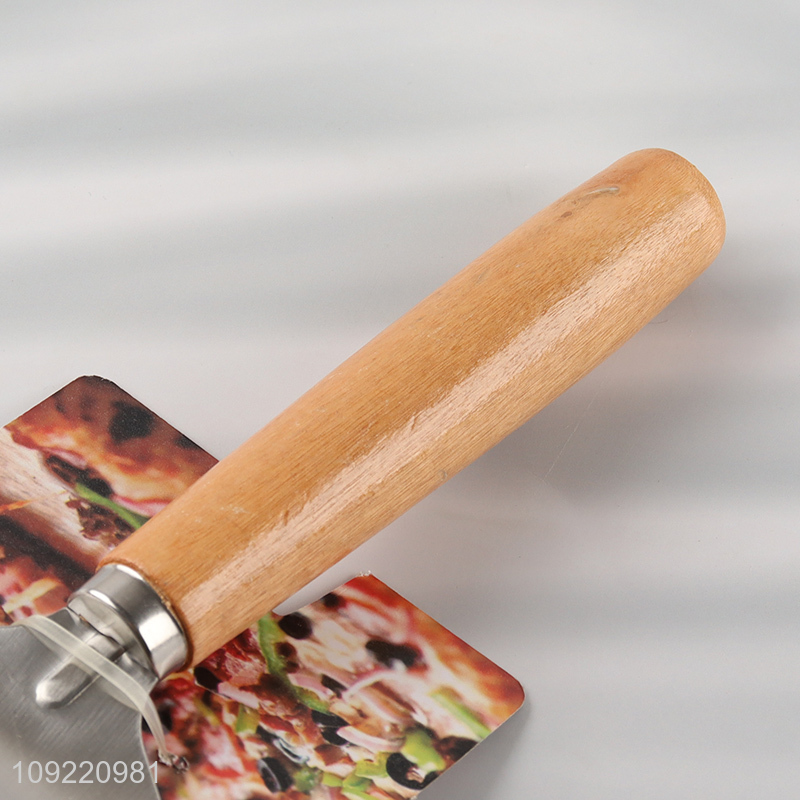 Top products stainless steel pizza tool pizza spatula with wooden handle