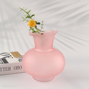 China supplier pink glass tabletop decor flower vase hydroponic vase