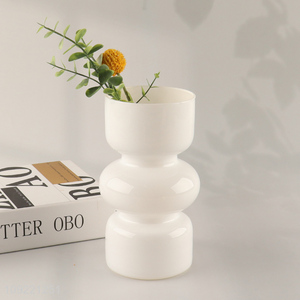 Good price white glass flower vase hydroponic vase for living room decor