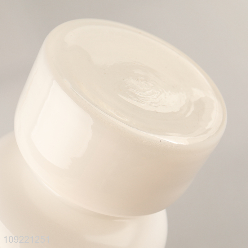 Good price white glass flower vase hydroponic vase for living room decor