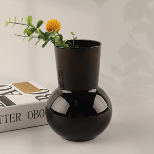 Popular products modern style black glass flower vase hydroponic vase