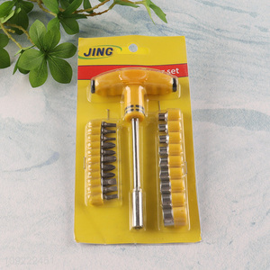 Factory price T-handle socket and screwdriver bits set for hand tool