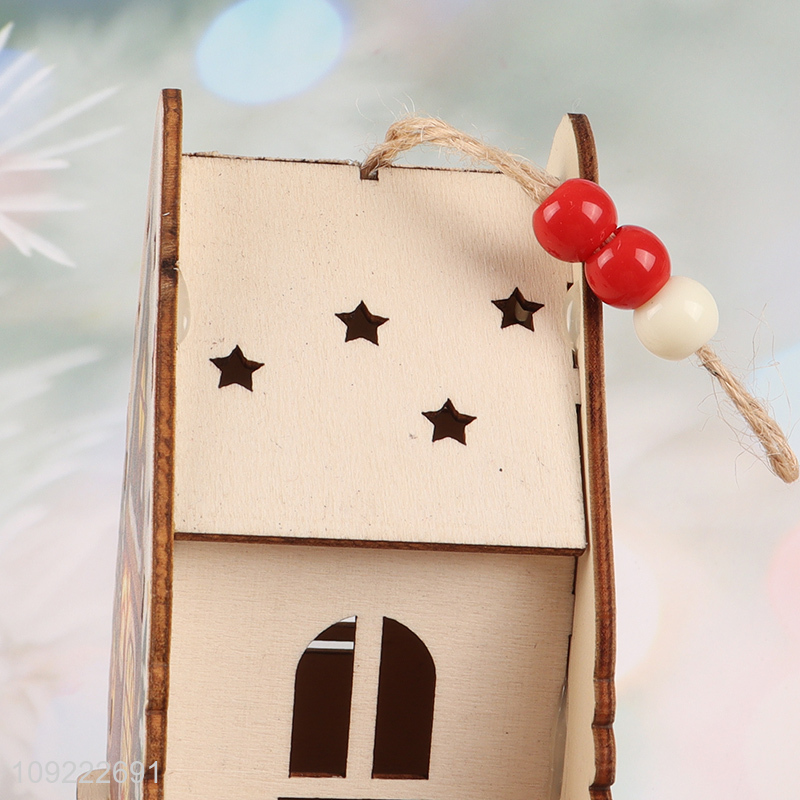 Hot Selling Wooden Christmas House Ornaments Christmas Tree Hanging Ornaments