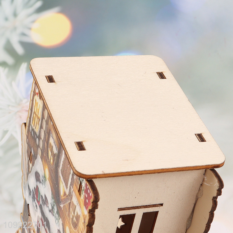 Factory Wholesale Christmas House Wooden Decorations Christmas Tree Hanging Ornaments