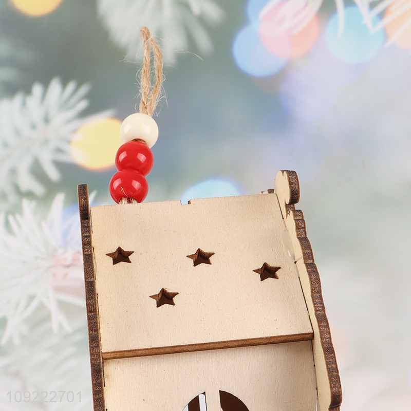 Factory Wholesale Christmas House Wooden Decorations Christmas Tree Hanging Ornaments