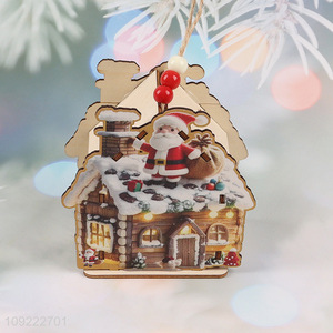 Factory Wholesale Christmas House Wooden Decorations Christmas Tree Hanging Ornaments