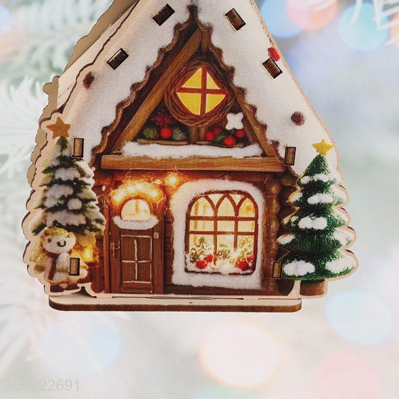 Hot Selling Wooden Christmas House Ornaments Christmas Tree Hanging Ornaments