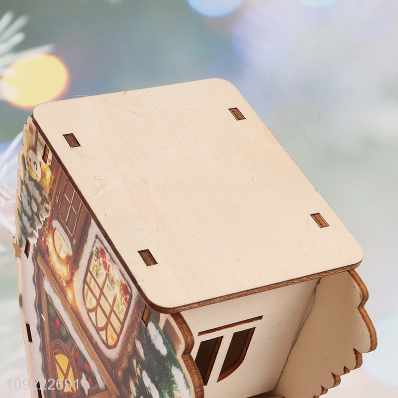 Hot Selling Wooden Christmas House Ornaments Christmas Tree Hanging Ornaments