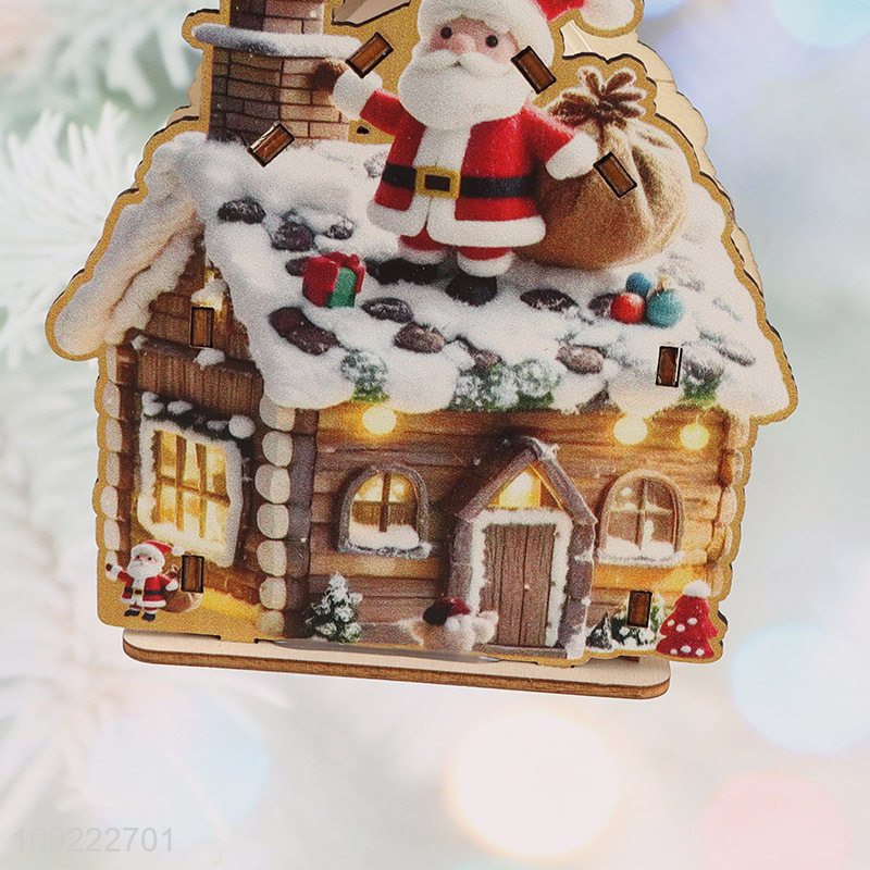 Factory Wholesale Christmas House Wooden Decorations Christmas Tree Hanging Ornaments