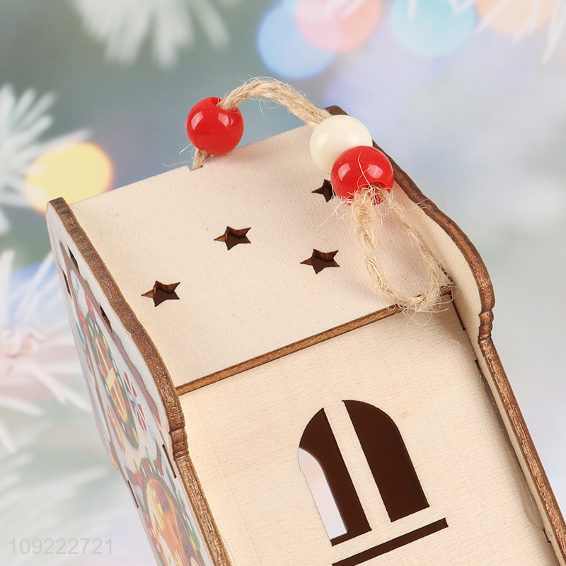 Factory Price Wooden Christmas House Ornaments Christmas Tree Hanging Ornaments