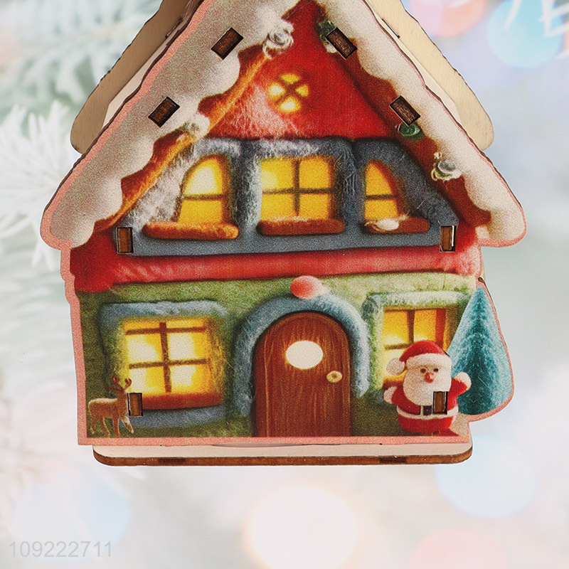 New Product Wooden House Christmas Ornaments Christmas Tree Wooden Decorations