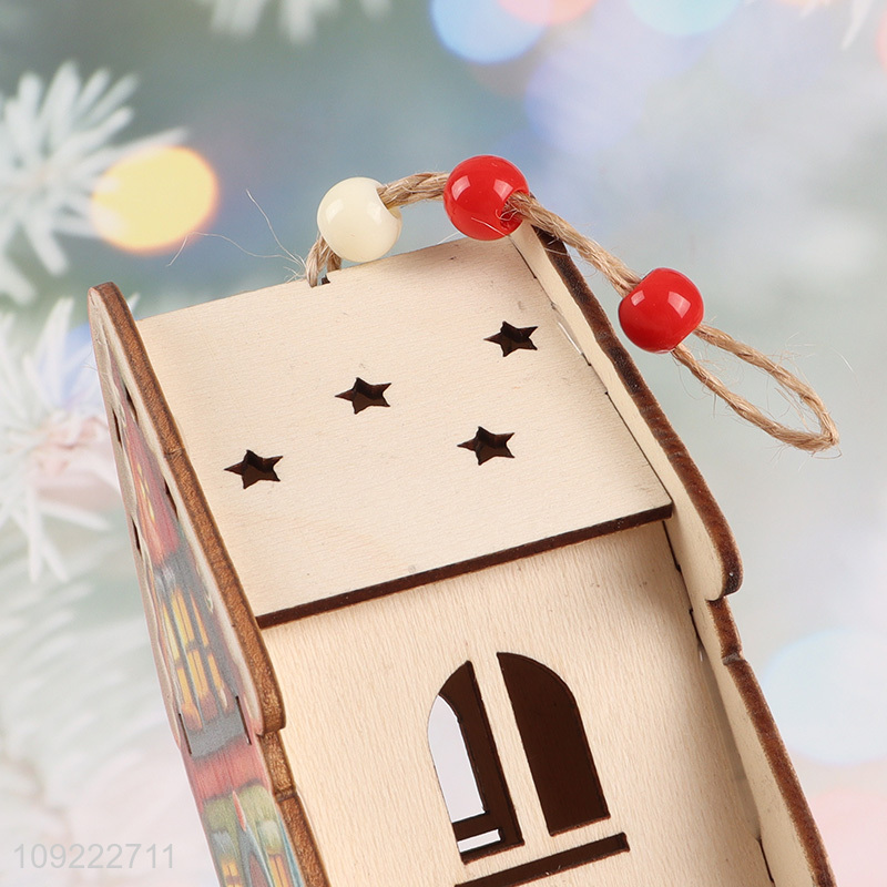 New Product Wooden House Christmas Ornaments Christmas Tree Wooden Decorations