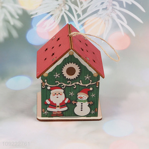 New Arrival Lighted Christmas Wooden House Wooden Hanging Ornaments for Home Decor