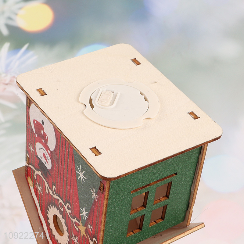 Factory Supply Light Up Christmas Wooden House Christmas Tree Hanging Ornaments