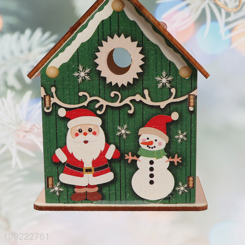 New Arrival Lighted Christmas Wooden House Wooden Hanging Ornaments for Home Decor