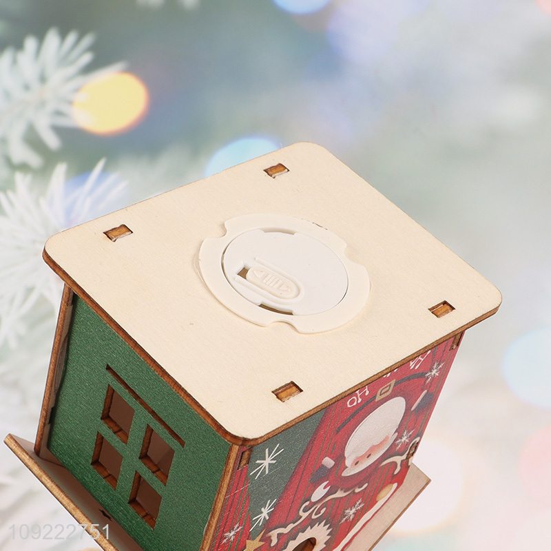 Online Wholesale Led Light Christmas Wooden House Christmas Tree Hanging Ornaments