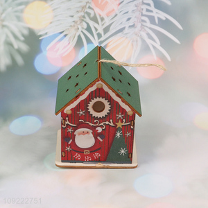 Online Wholesale Led Light Christmas Wooden House Christmas Tree Hanging Ornaments