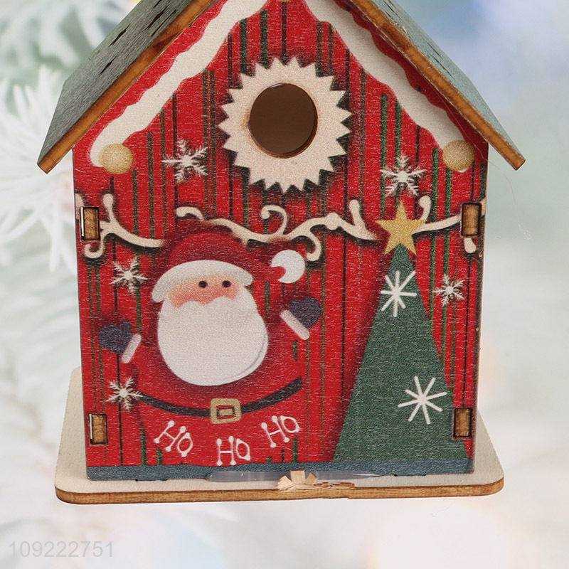 Online Wholesale Led Light Christmas Wooden House Christmas Tree Hanging Ornaments