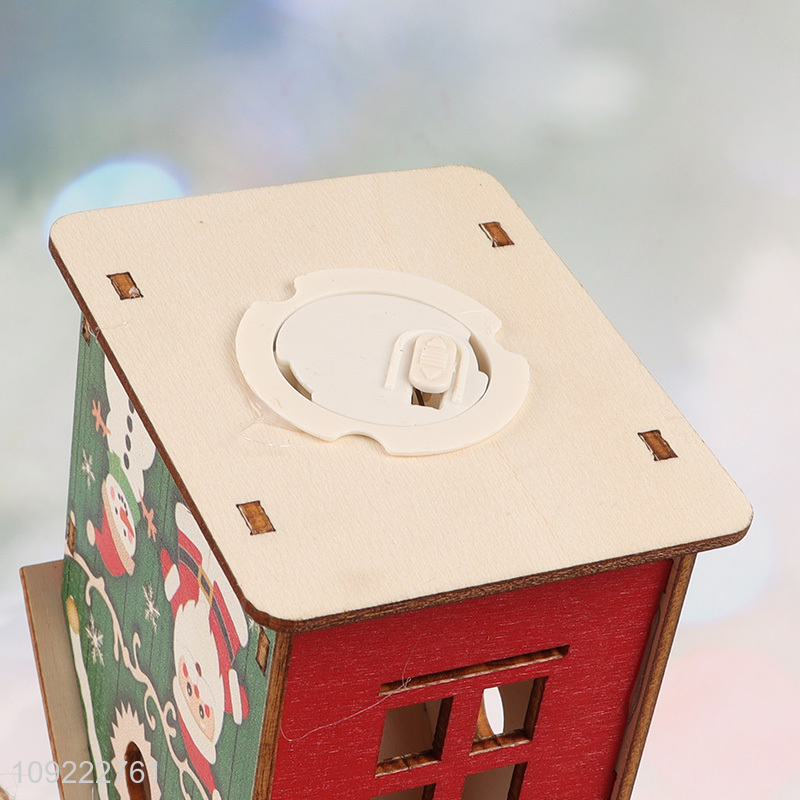 New Arrival Lighted Christmas Wooden House Wooden Hanging Ornaments for Home Decor