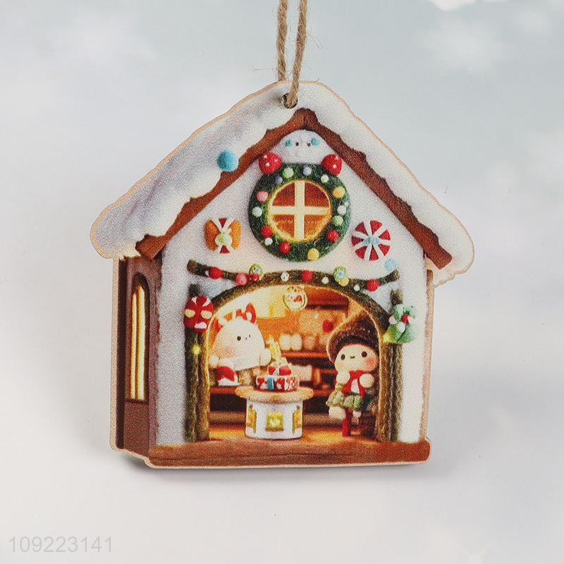 Hot Selling Wooden House Christmas Ornaments Christmas Tree Wooden Decorations