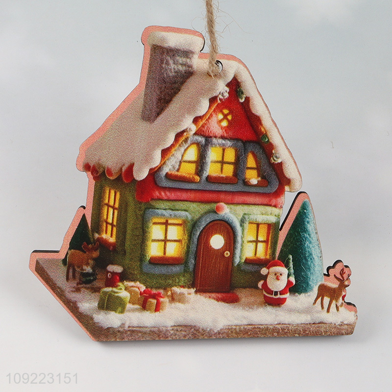 Factory Wholesale Wooden Christmas House Ornaments Christmas Tree Hanging Ornaments