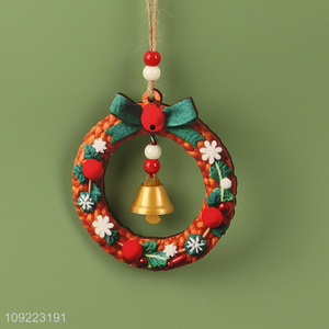 Factory Supply Wooden Christmas Wreath Christmas Front Door Hanging Ornaments