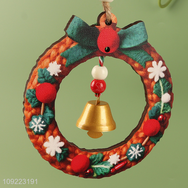 Factory Supply Wooden Christmas Wreath Christmas Front Door Hanging Ornaments