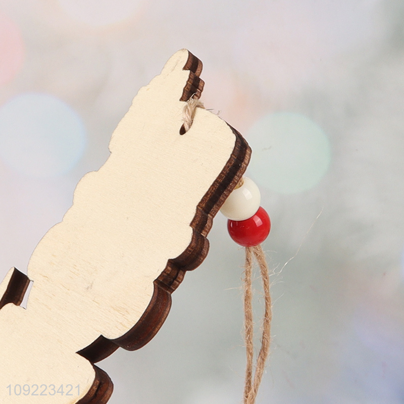 Factory Wholesale Wooden Christmas Tree Ornaments Wooden Xmas Tree Hanging Decorations