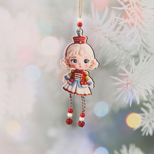 Factory Supply Wooden Christmas Tree Hanging Ornaments for Holiday Party Decoration