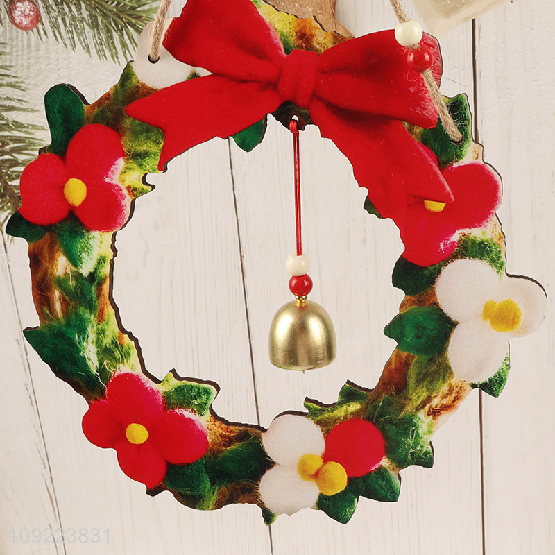 Hot Selling Wooden Christmas Wreath Hanging Ornaments for Door Decoration