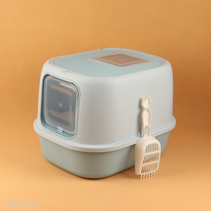 Factory Price Enclosed Splash Proof Cat Kitten Litter Box Set