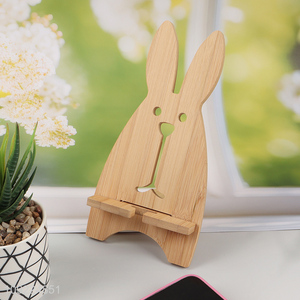 New Arrival Cute Rabbit Shaped Bamboo Mobile Phone Holder Tablet Stand