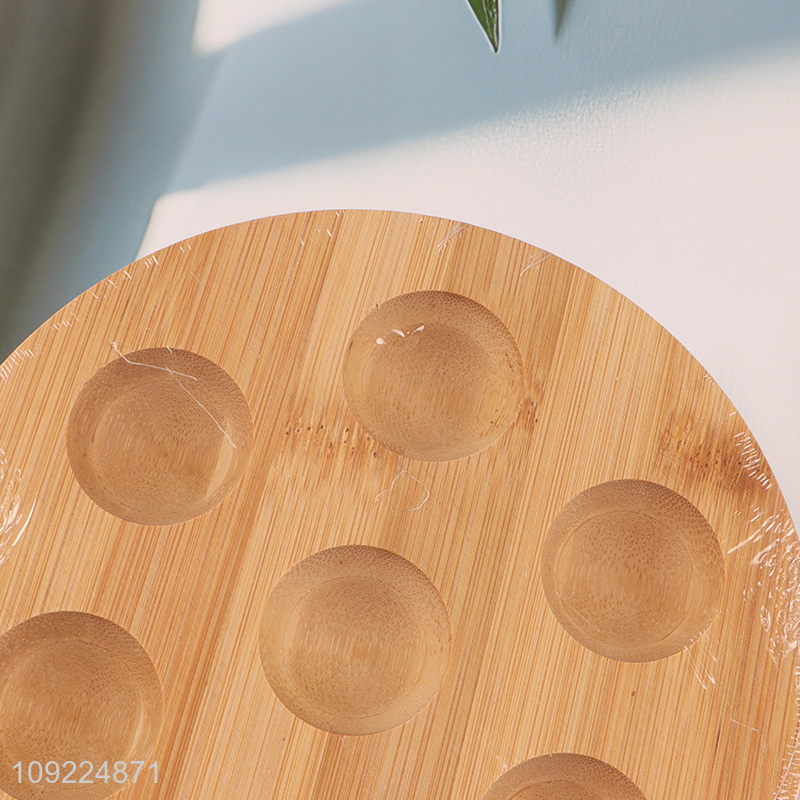 Online Wholesale Round Bamboo Egg Serving Tray Egg Holder for Kitchen