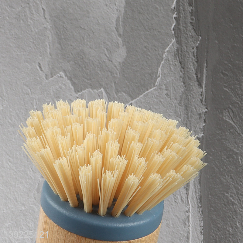 Good Quality Custom Logo Bamboo Palm Brush Mini Pot Dish Scrub Brush