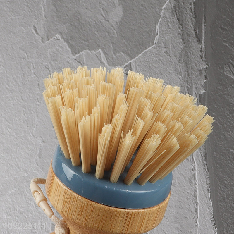 High Quality Mini Pot Dish Scrub Brush Bamboo Palm Brush for Kitchen