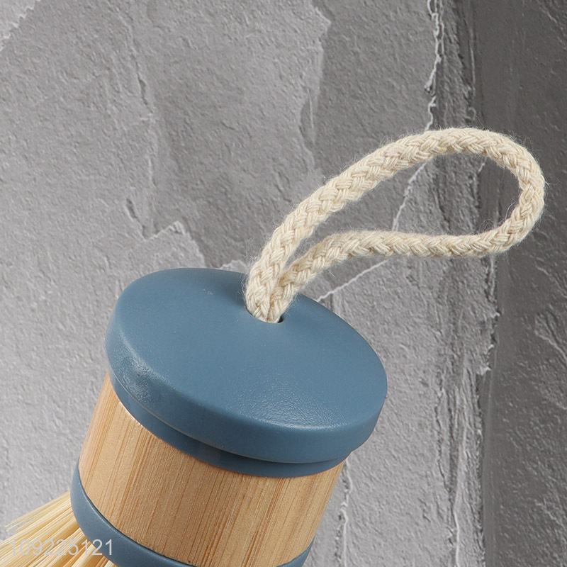 Good Quality Custom Logo Bamboo Palm Brush Mini Pot Dish Scrub Brush