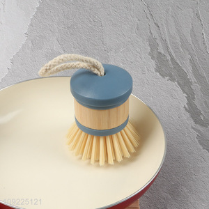 Good Quality Custom Logo Bamboo Palm Brush Mini Pot Dish Scrub Brush