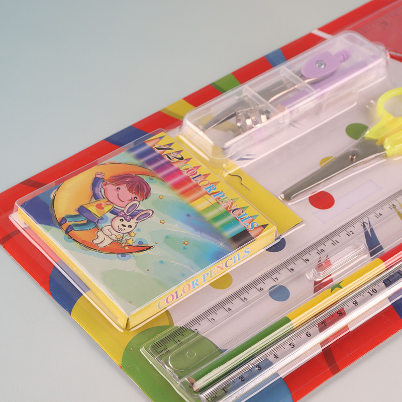 China supplier school students stationery set ruler compasses set for sale