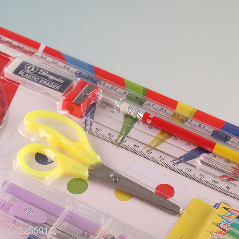 China supplier school students stationery set ruler compasses set for sale