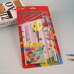 China supplier school students stationery set ruler compasses set for sale