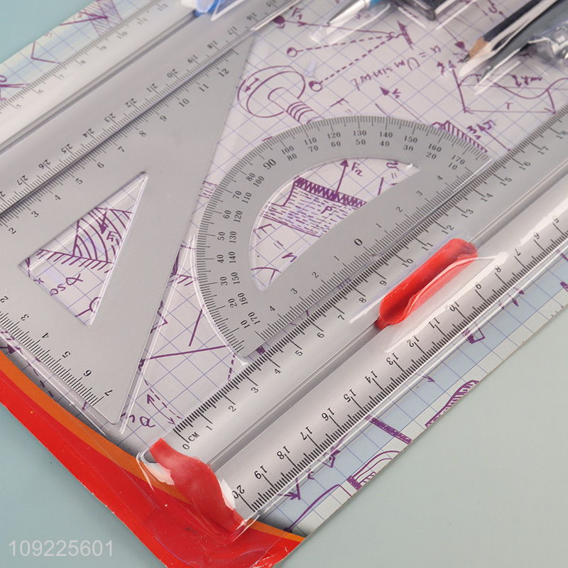 Top products professional stationery set ruler compasses set for school students