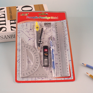 Popular products school students kids stationery set ruler compasses set